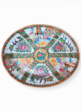 Antique Rose Medallion Platter 14.5”x11.75”