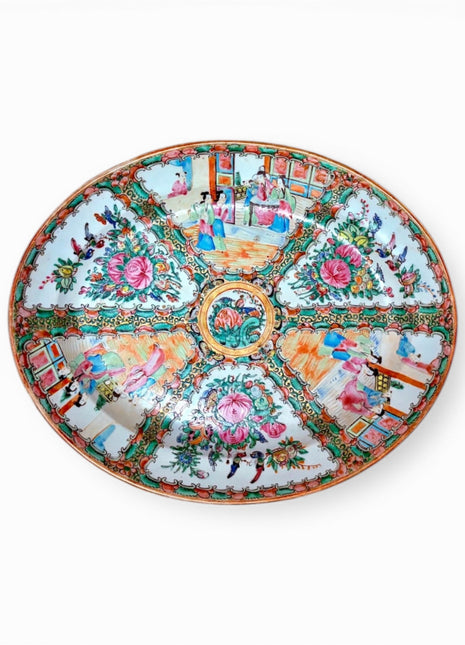 Antique Rose Medallion Platter 14.5”x11.75”