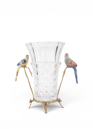 Crystal Tropical Bird Ormolu Vase