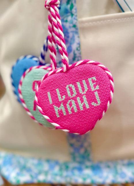 I Love Mahj Needlepoint Bag Charm