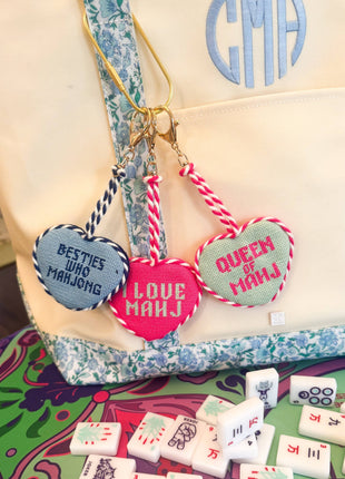 I Love Mahj Needlepoint Bag Charm