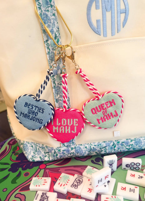 Queen of Mahjong Needlepoint Bag Charm